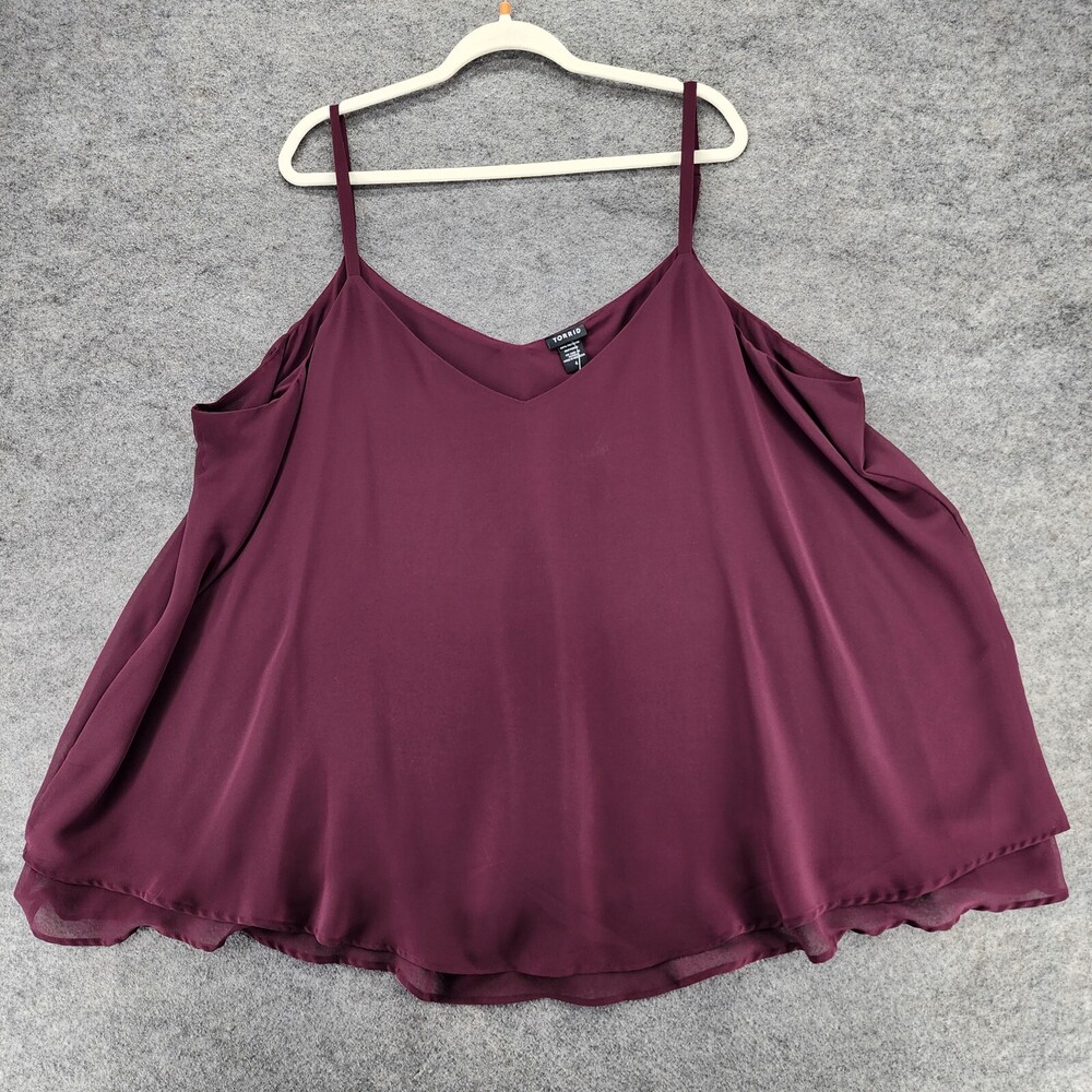 Torrid Shirt Womens 4X Red Sleeveless Double Layer V Neck Cami